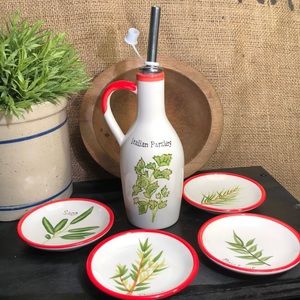 Oil Carafe Set Snacks Bread Herb Serving Set